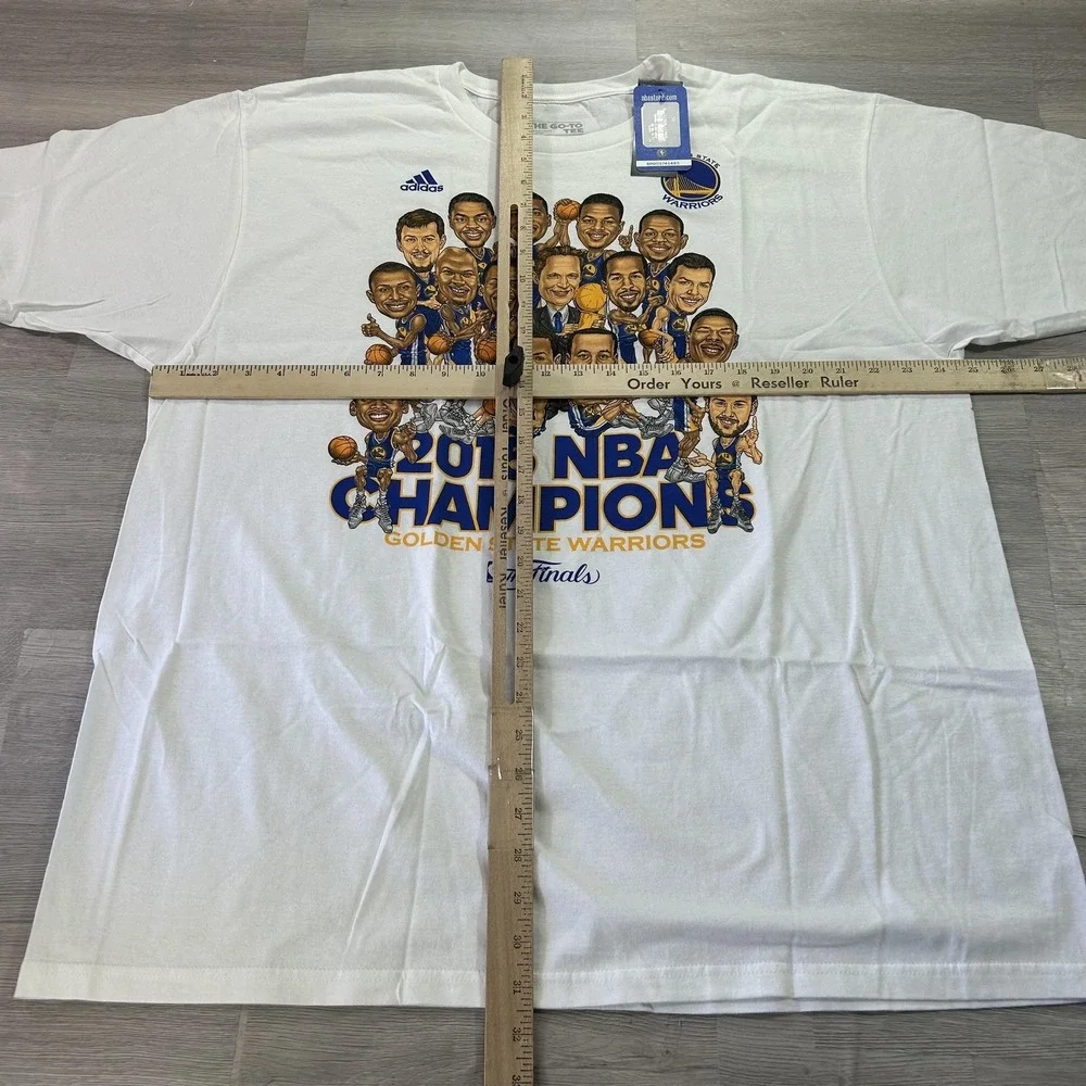 NEW Adidas Golden State Warriors Shirt Mens‎ 2XL White 2015 Champions Caricature